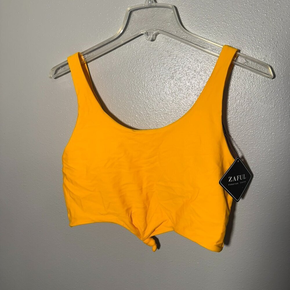 Zaful Scoop Neck Knotted Padded Bikini Swim Top - Yellow - NWT